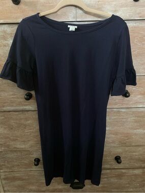J Crew navy flutter sleeve shirt dress